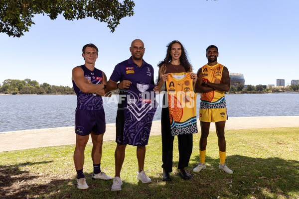 AFL 2025 Media - Indigenous All Stars Guernsey & Sherrin Reveal 160125 - A-56201080