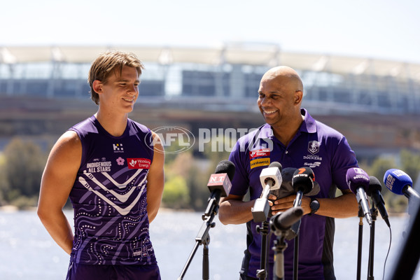 AFL 2025 Media - Indigenous All Stars Guernsey & Sherrin Reveal 160125 - A-56201100