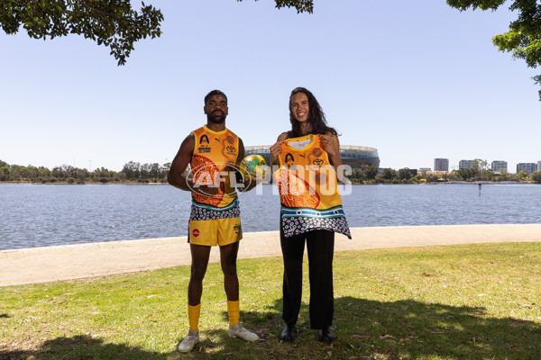 AFL 2025 Media - Indigenous All Stars Guernsey & Sherrin Reveal 160125 - A-56201122