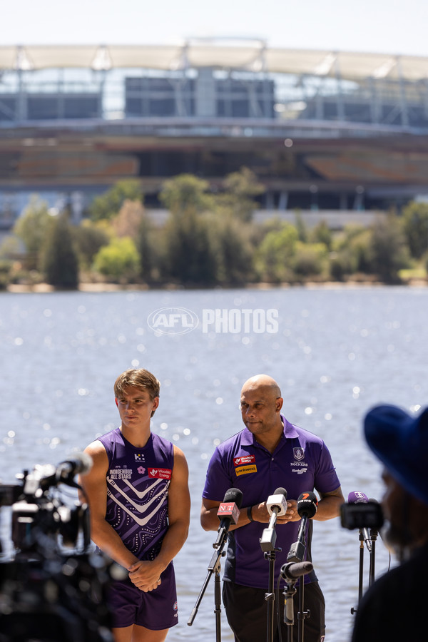 AFL 2025 Media - Indigenous All Stars Guernsey & Sherrin Reveal 160125 - A-56202277