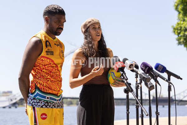 AFL 2025 Media - Indigenous All Stars Guernsey & Sherrin Reveal 160125 - A-56202294