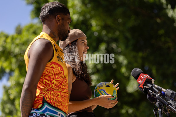 AFL 2025 Media - Indigenous All Stars Guernsey & Sherrin Reveal 160125 - A-56202295