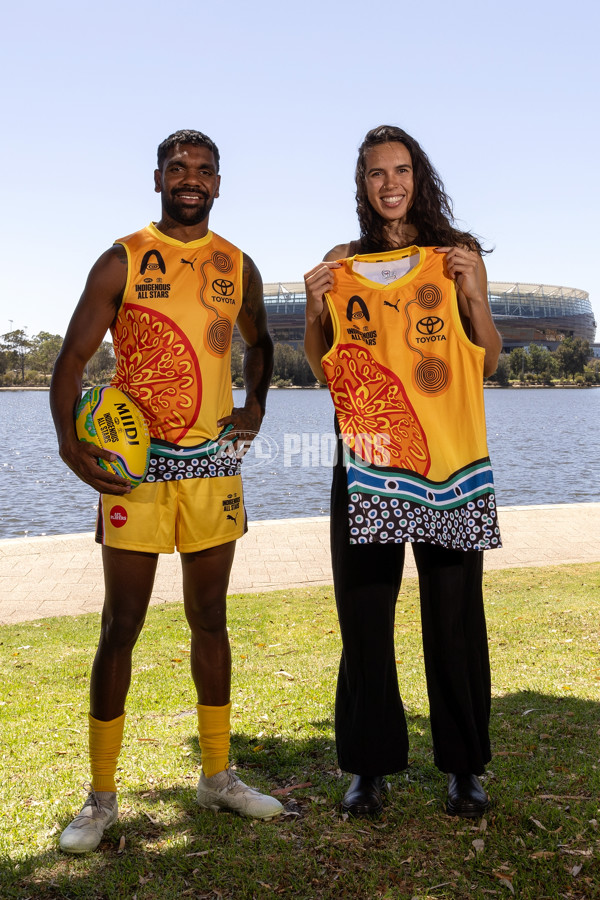 AFL 2025 Media - Indigenous All Stars Guernsey & Sherrin Reveal 160125 - A-56202301