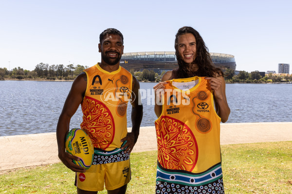AFL 2025 Media - Indigenous All Stars Guernsey & Sherrin Reveal 160125 - A-56202302