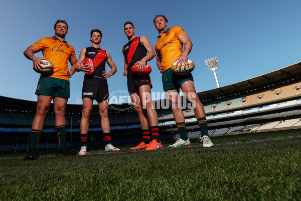 AFL 2025 Media - Australian Wallabies and Essendon Bombers Media Opportunity - A-60709105