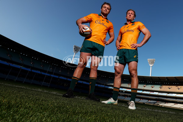AFL 2025 Media - Australian Wallabies and Essendon Bombers Media Opportunity - A-60709124