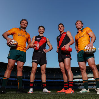 AFL 2025 Media - Australian Wallabies and Essendon Bombers Media Opportunity